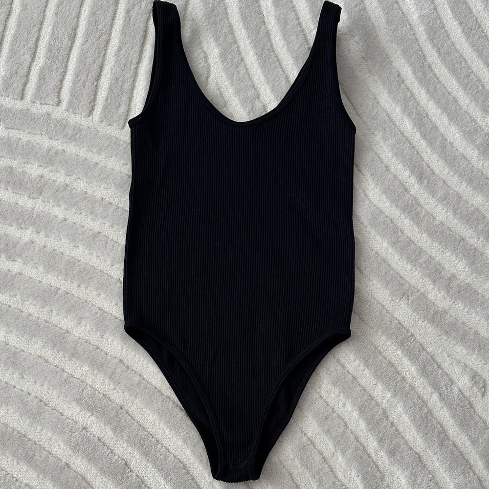 Zara Black Ribbed Bodysuit